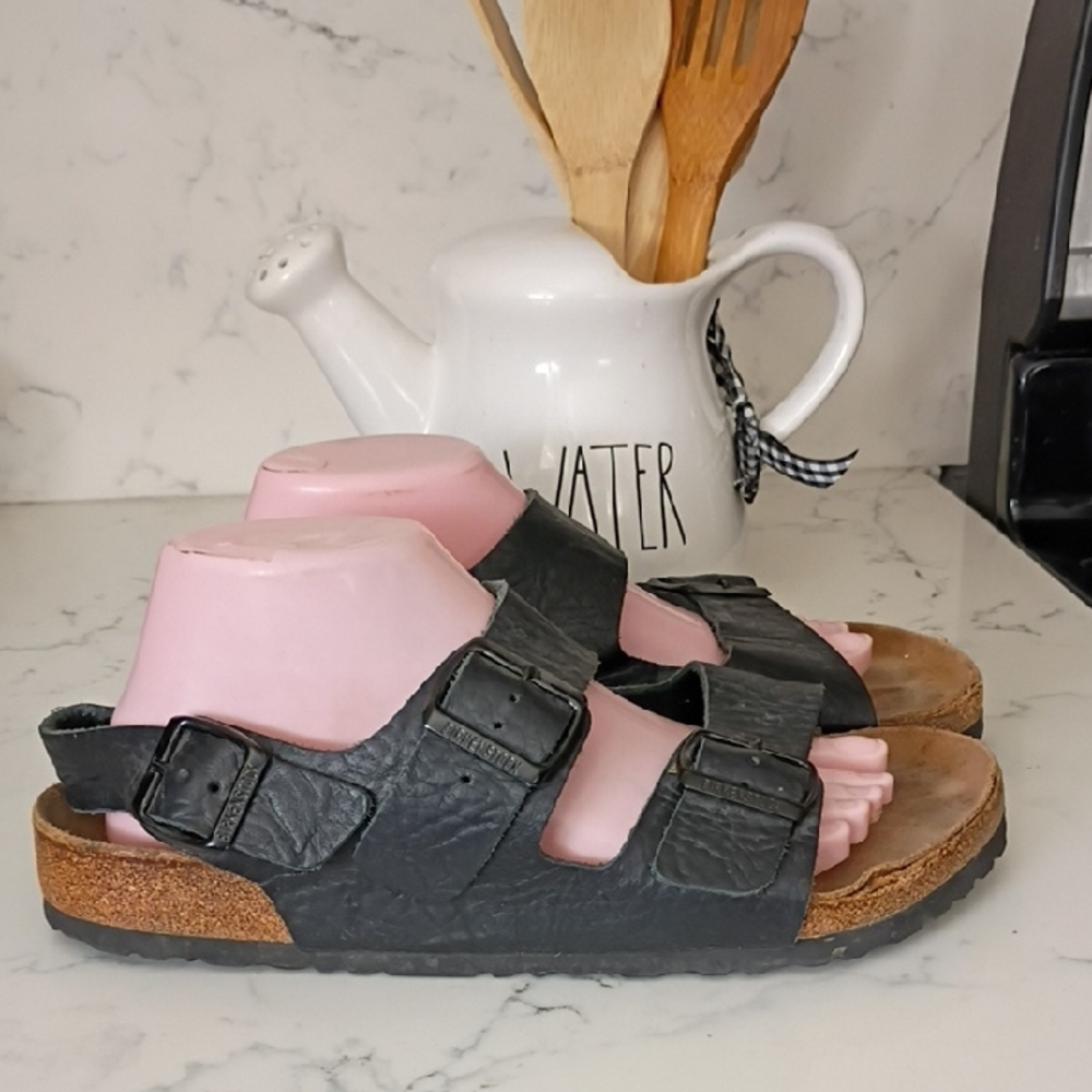 Birkenstock Black Leather Sandals Unisex